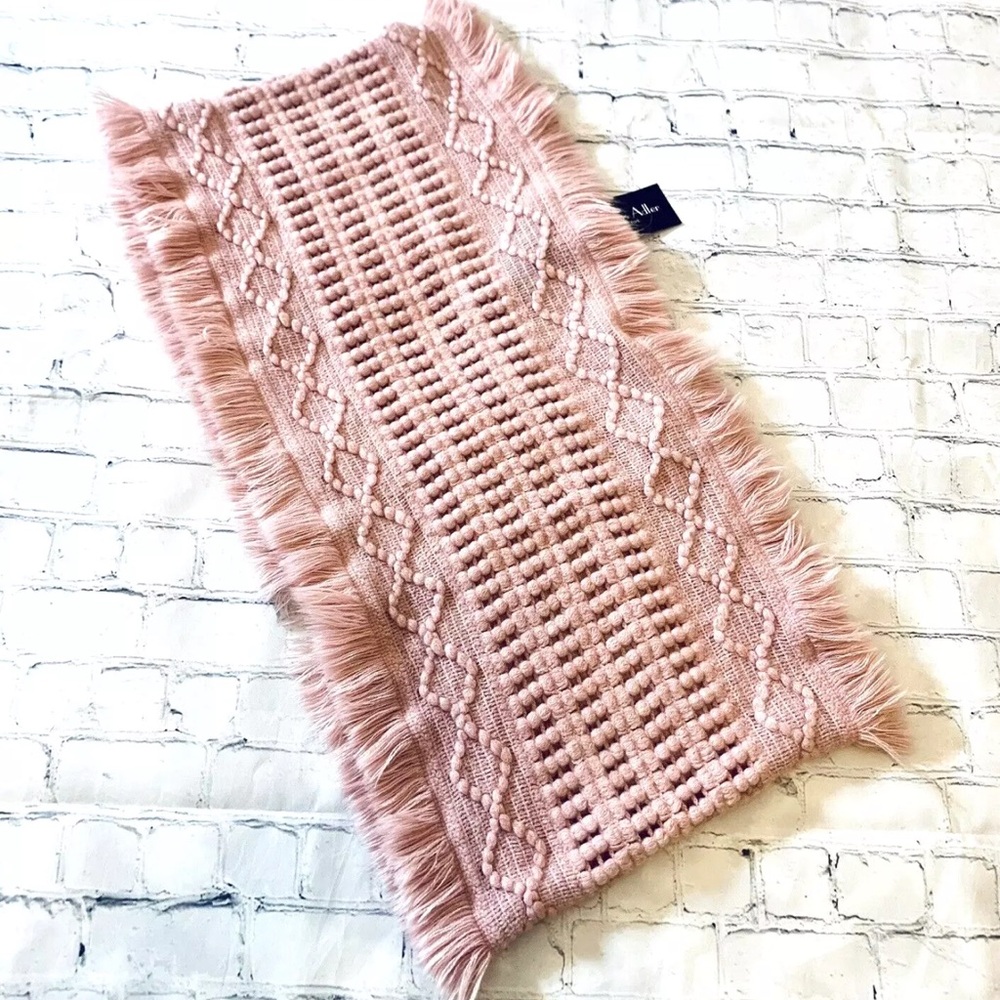 Marcus Adler New York Women's Blush Pink Cable Knit Infinity Scarf Fringe NWT